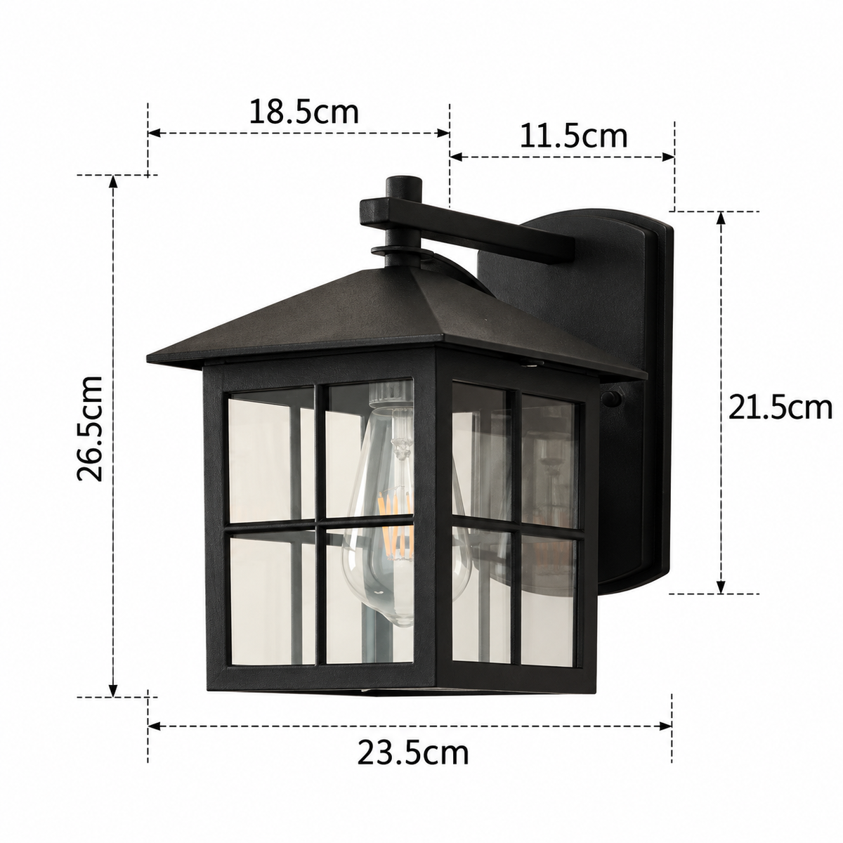 Royelux Vintage Outdoor Wall Lantern Sconce, Black Metal Farmhouse Exterior Light - Royale Basic