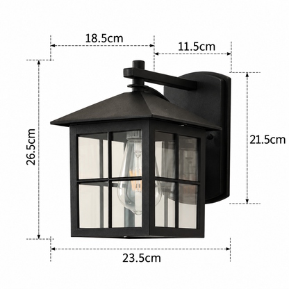 Royelux Vintage Outdoor Wall Lantern Sconce, Black Metal Farmhouse Exterior Light - Royale Basic