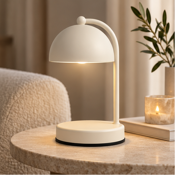 RoyaleGlow Retro Gold Curved Candle Warmer Lamp for Scented Jar Candles