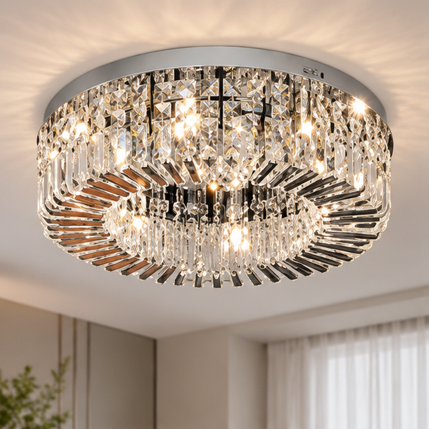 RoyaleGlow Luxury Crystal Ring Chandelier for Living Room & Dining Room Lighting