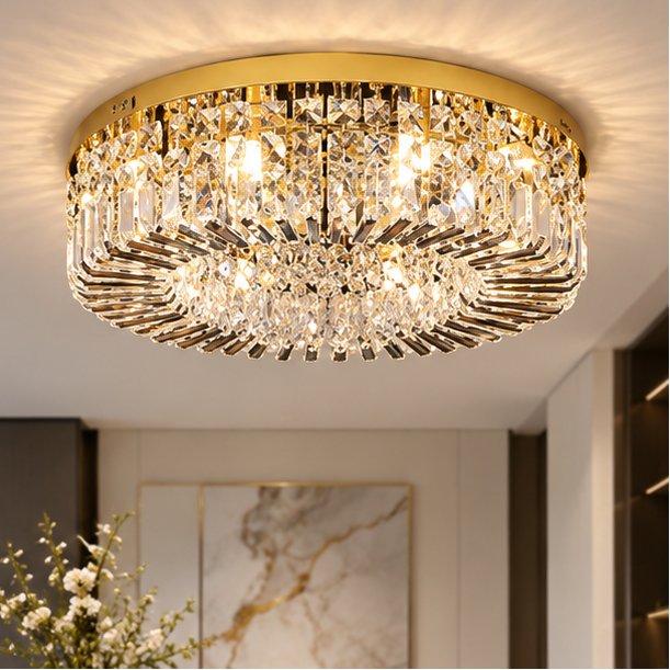 RoyaleGlow Luxury Crystal Ring Chandelier for Living Room & Dining Room Lighting