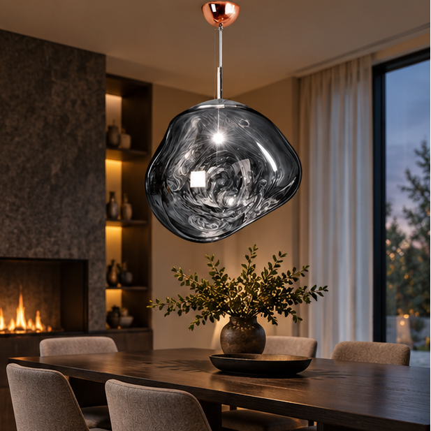 LuxRoyale Melded Glass Pendant Light Modern Lava Lamp for Contemporary Decor