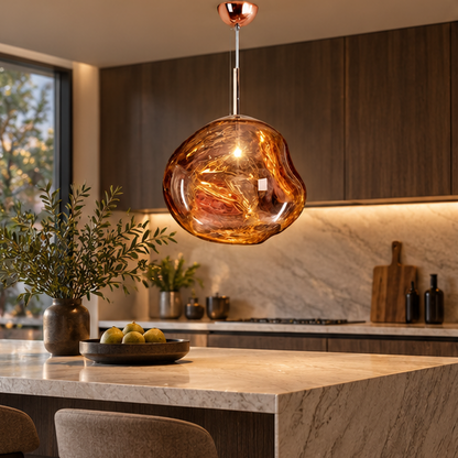 LuxRoyale Melded Glass Pendant Light Modern Lava Lamp for Contemporary Decor