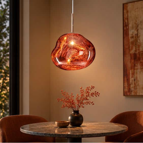 LuxRoyale Melded Glass Pendant Light Modern Lava Lamp for Contemporary Decor