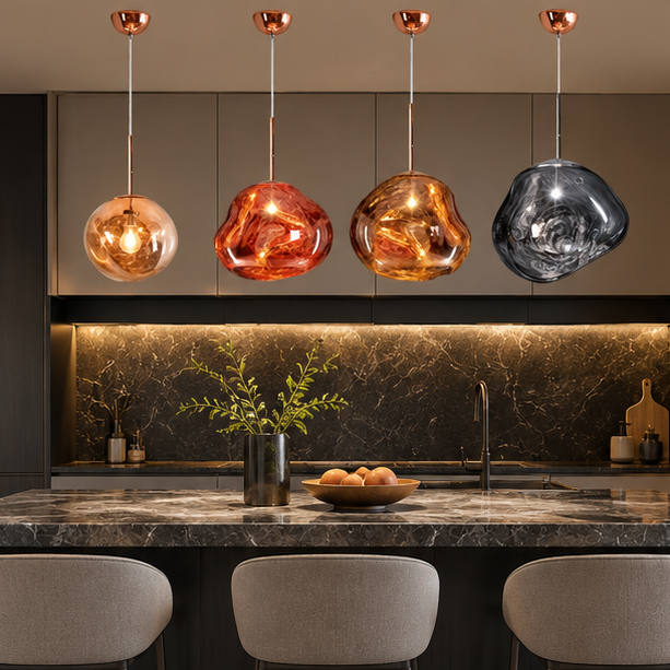 LuxRoyale Melded Glass Pendant Light Modern Lava Lamp for Contemporary Decor