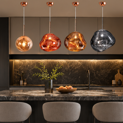 LuxRoyale Melded Glass Pendant Light Modern Lava Lamp for Contemporary Decor