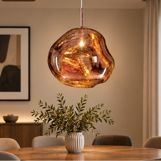 LuxRoyale Melded Glass Pendant Light Modern Lava Lamp for Contemporary Decor