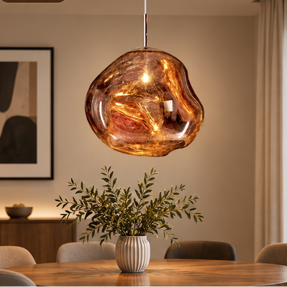 LuxRoyale Melded Glass Pendant Light Modern Lava Lamp for Contemporary Decor