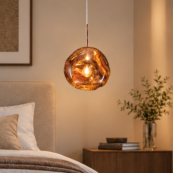 LuxRoyale Melded Glass Pendant Light Modern Lava Lamp for Contemporary Decor