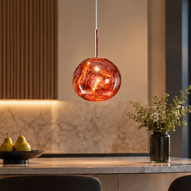 LuxRoyale Melded Glass Pendant Light Modern Lava Lamp for Contemporary Decor