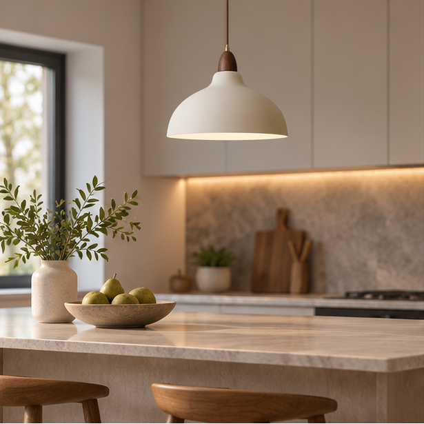 RoyaleGlow Modern Wood And Metal Pendant Light For Kitchen Island