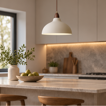 RoyaleGlow Modern Wood And Metal Pendant Light For Kitchen Island