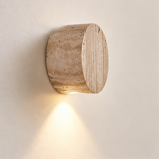 RoyaleGlow Natural Stone Wall Sconce-Minimalist Round LED Up And Down Light