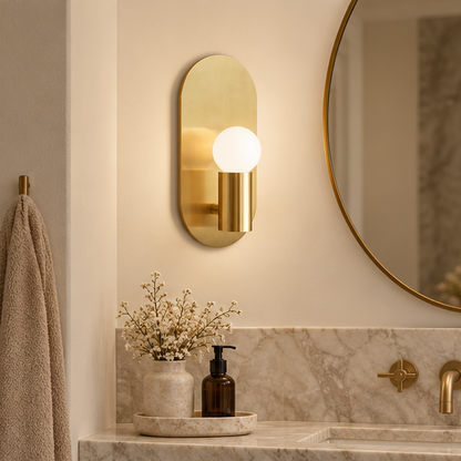 RoyaleGlow Modern Oval Gold Wall Sconce-Minimalist LED Light Fixture
