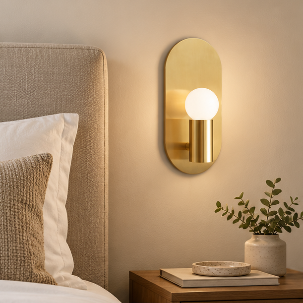 RoyaleGlow Modern Oval Gold Wall Sconce-Minimalist LED Light Fixture