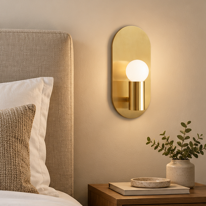 RoyaleGlow Modern Oval Gold Wall Sconce-Minimalist LED Light Fixture