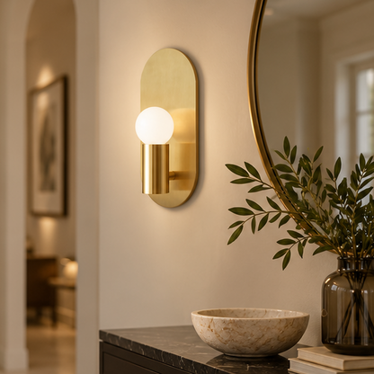 RoyaleGlow Modern Oval Gold Wall Sconce-Minimalist LED Light Fixture