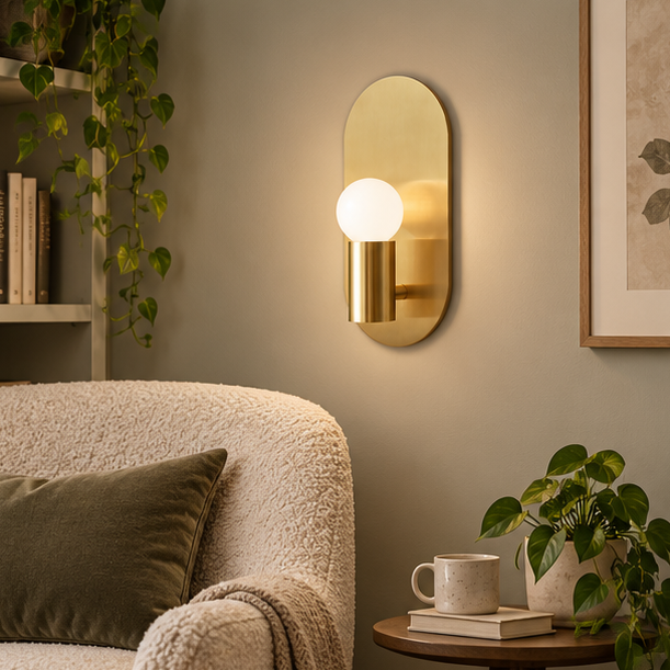 RoyaleGlow Modern Oval Gold Wall Sconce-Minimalist LED Light Fixture