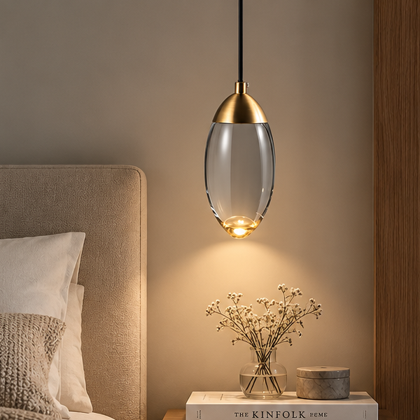 LuxRoyale Modern Glass Drop Pendant Light-Warm LED Hanging Lamp