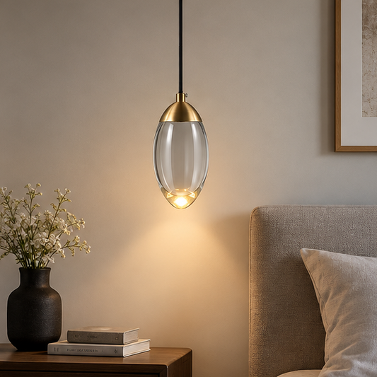 LuxRoyale Modern Glass Drop Pendant Light-Warm LED Hanging Lamp
