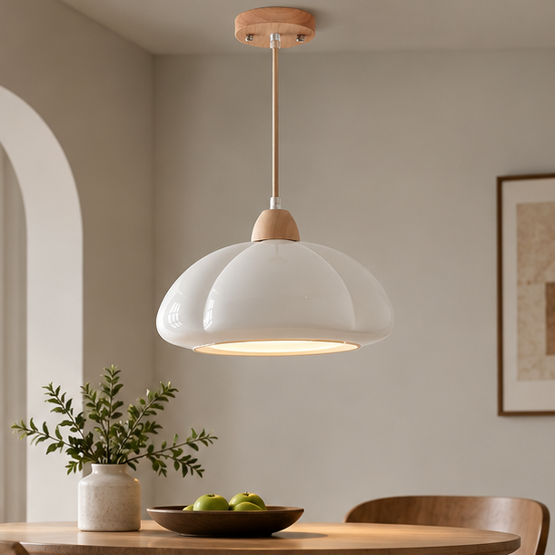 RoyaleGlow Retro Glass Pumpkin Pendant Light-Hanging Ceiling Lamp For Kitchen & Dining
