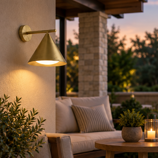 LuxRoyale Modern Conical Outdoor Wall Lamp - Metal Exterior Weatherproof Lighting Fixture