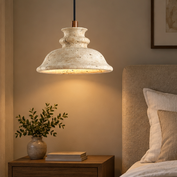 Royelux Natural Stone Travertine Pendant Light Modern Kitchen Dining Hanging Lamp