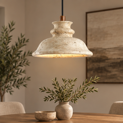 Royelux Natural Stone Travertine Pendant Light Modern Kitchen Dining Hanging Lamp