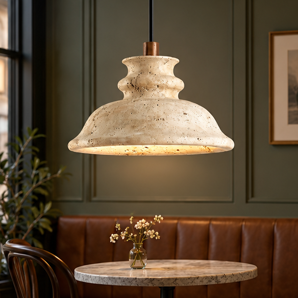 Royelux Natural Stone Travertine Pendant Light Modern Kitchen Dining Hanging Lamp