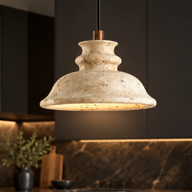Royelux Natural Stone Travertine Pendant Light Modern Kitchen Dining Hanging Lamp