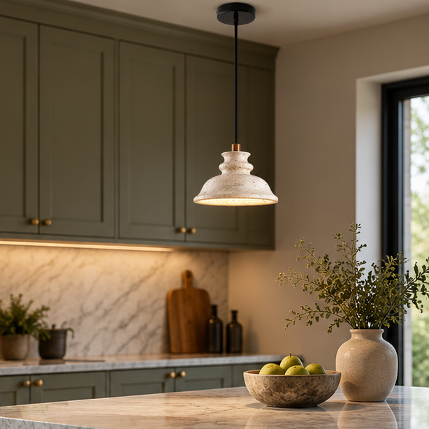 Royelux Natural Stone Travertine Pendant Light Modern Kitchen Dining Hanging Lamp