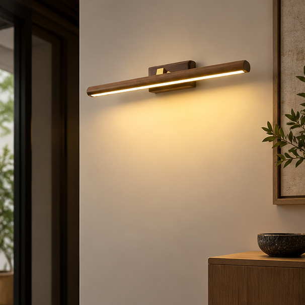 LuxRoyale Modern Wooden LED Vanity Light - Adjustable Bathroom, Makeup Mirror Wall Lamp