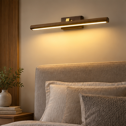 LuxRoyale Modern Wooden LED Vanity Light - Adjustable Bathroom, Makeup Mirror Wall Lamp