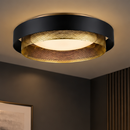 Royelux Modern Double Ring Flush Mount Ceiling Light - White And Gold LED Fixture
