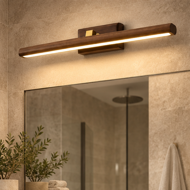 LuxRoyale Modern Wooden LED Vanity Light - Adjustable Bathroom, Makeup Mirror Wall Lamp