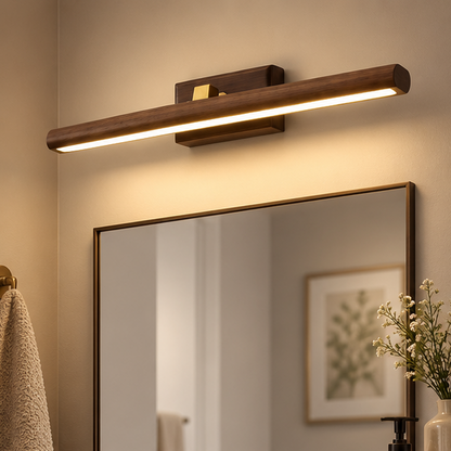 LuxRoyale Modern Wooden LED Vanity Light - Adjustable Bathroom, Makeup Mirror Wall Lamp