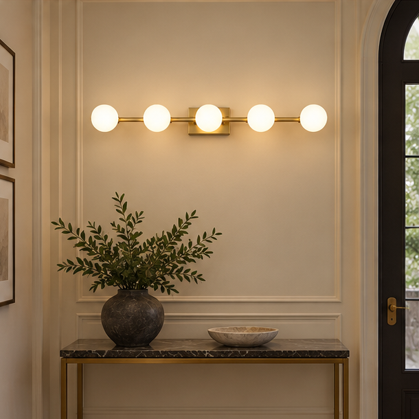 RoyaleGlow Modern Brass Vanity Light,  Multi Head Bathroom Wall Sconce