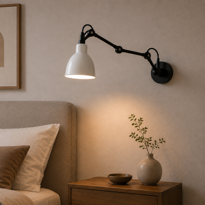 RoyaleGlow Industrial Red Swing Arm Wall Sconce - Adjustable Metal Task Lamp