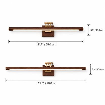 RoyaleGlow Walnut Linear LED Wall Light Adjustable Brass Modern Vanity Fixture