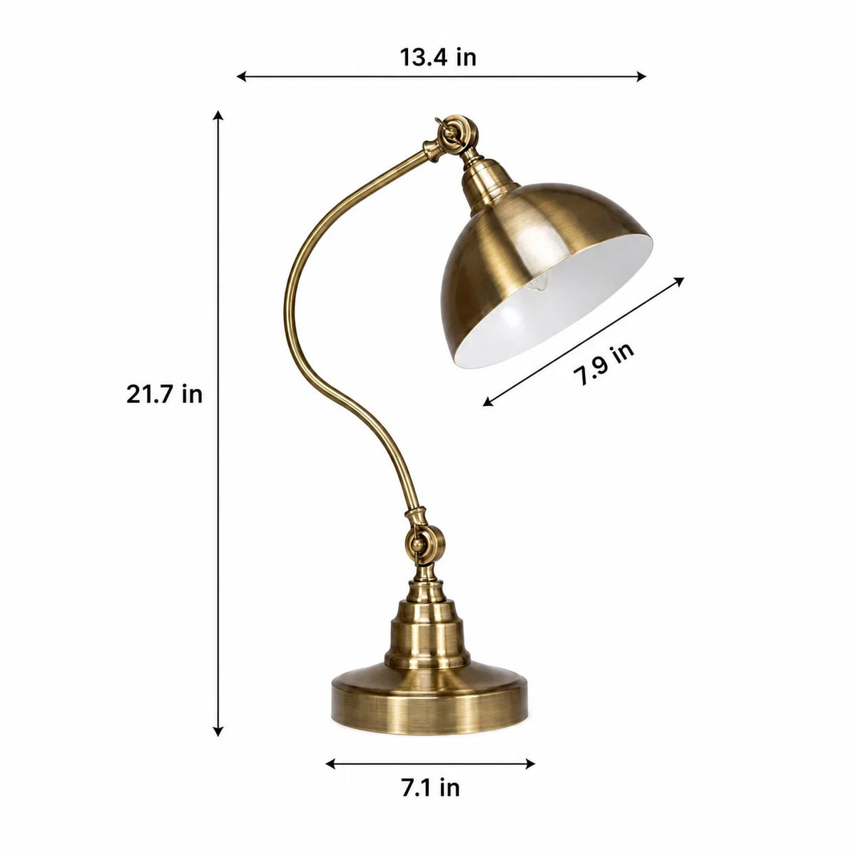 Royelux Industrial Vintage Desk Lamp - Adjustable Iron LED Reading Light For Home Office