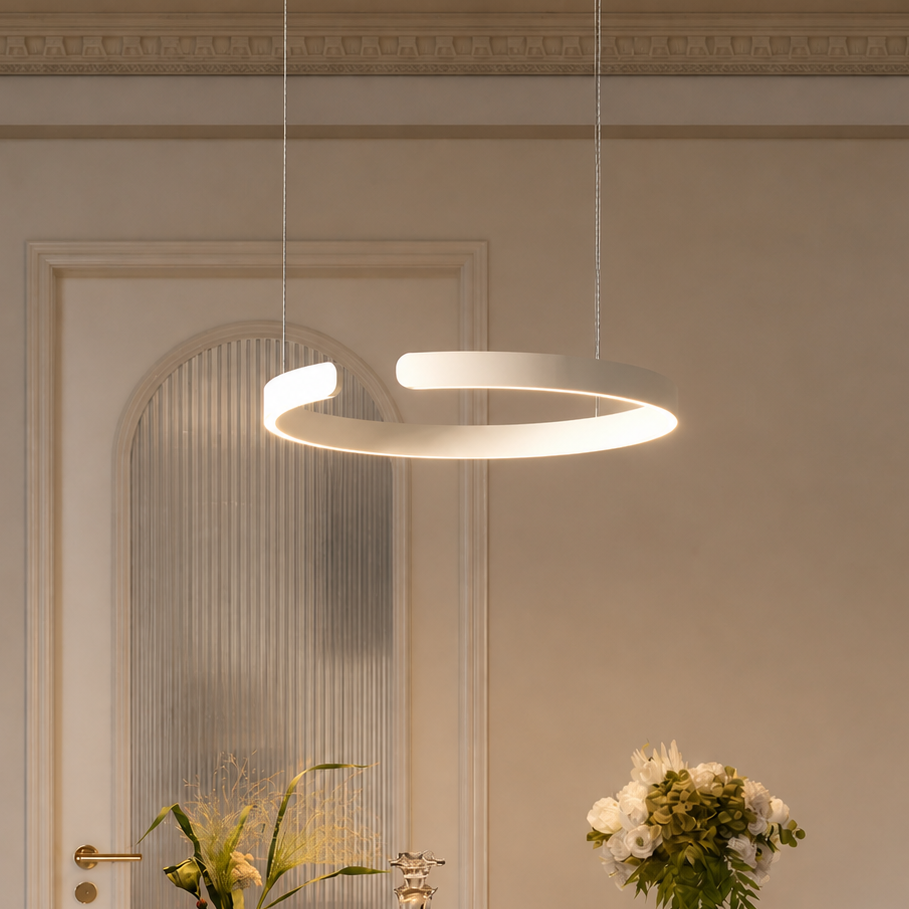 Rayvia Modern LED Pendant Light Round Design With Adjustable Brightness Warm White