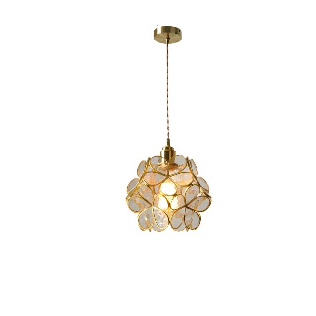 Cherry Blossoms Flower Glass Pendant Lamp - Nordic Floral Hanging Light (LED Compatible) 0