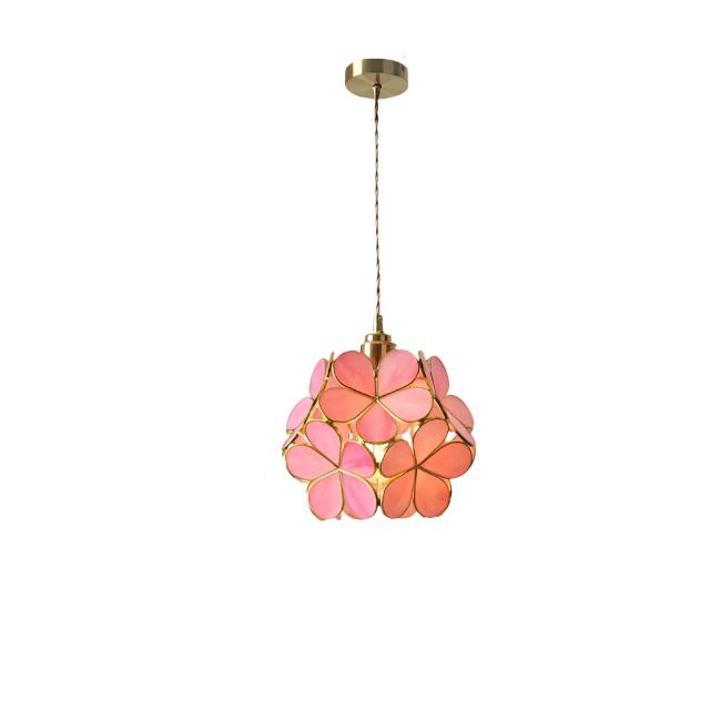Cherry Blossoms Flower Glass Pendant Lamp - Nordic Floral Hanging Light (LED Compatible) 2
