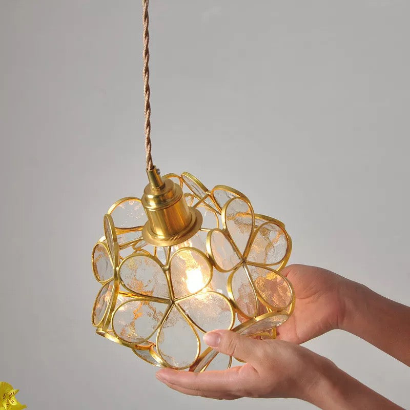 Cherry Blossoms Flower Glass Pendant Lamp - Nordic Floral Hanging Light (LED Compatible) 8