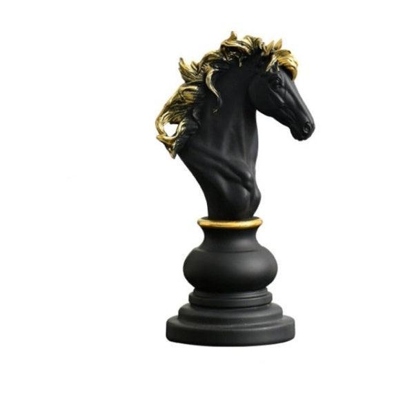 Royelux Modern Black & Gold Chess Statues - King, Queen & Knight Home Decor-Royale Basic