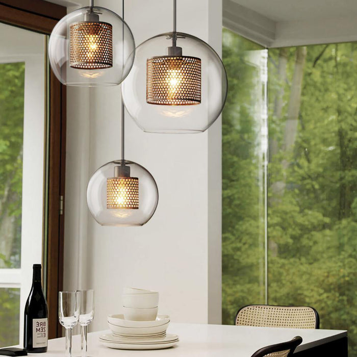 RoyaleGlow Honeycomb Glass Pendant Light - Modern Hanging Lamp