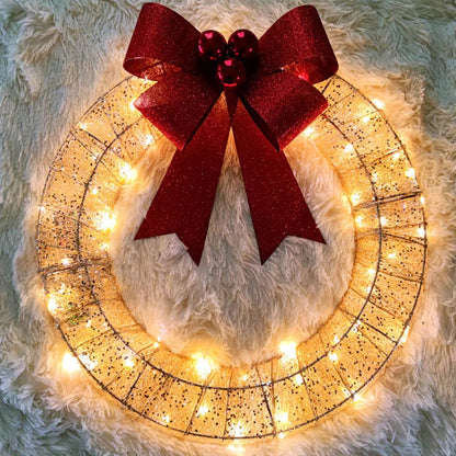 Christmas LED Bow Metal Garland Lights 1