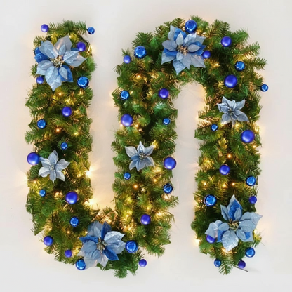 Royallure LED Rattan Christmas Garland – 2.7M Artificial Wreath for Home & Party Decor