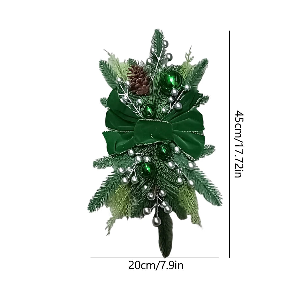 Christmas Swag Wreath Pendants without/with Light Swag Trim Garland Home Door Window Decoration Party Supplies 10