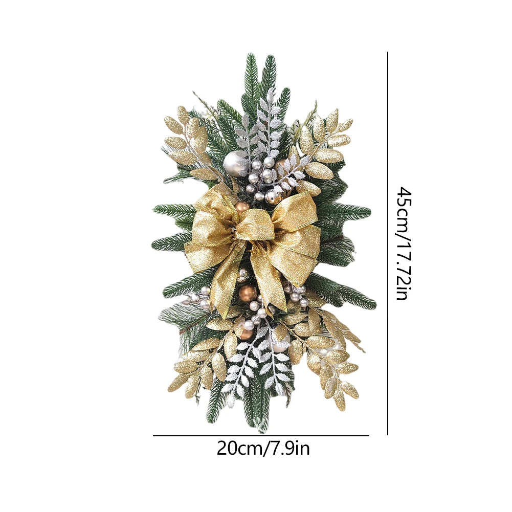 Christmas Swag Wreath Pendants without/with Light Swag Trim Garland Home Door Window Decoration Party Supplies 12